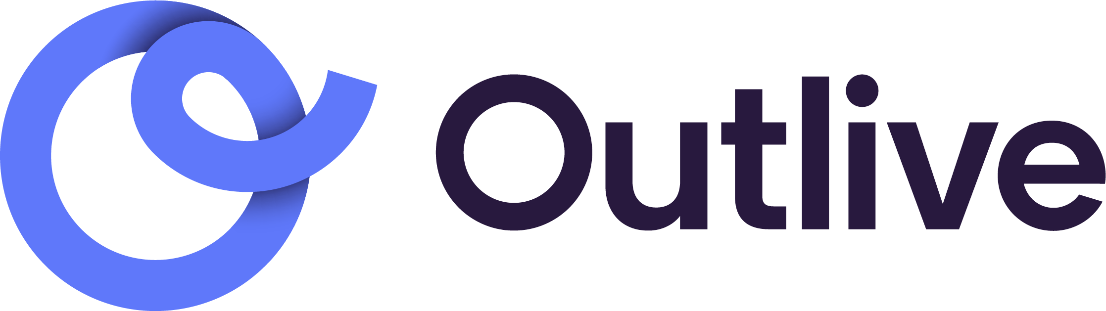 Logo for Outlive with navy text